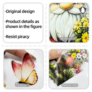 Waterproof garden gnome and butterfly vinyl stickers with double-sided visual design
