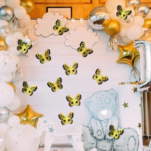 3D luminous butterfly wall stickers in yellow and gold for 1st birthday party wall decor