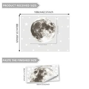 Luminous moon and stars wall stickers for kids room 108x80cm self-adhesive glow decals