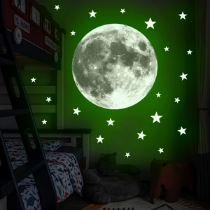 Luminous moon and stars wall stickers set glowing in the dark for kids room decoration