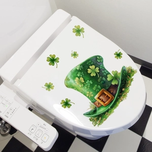 St. Patrick's Day green hat and shamrock wall stickers for toilet lid decoration