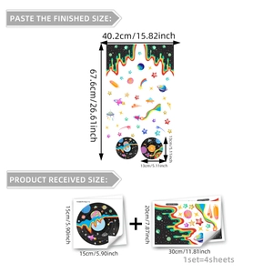 Stickers muraux espace lumineux avec étoiles et planètes pour décoration de chambre