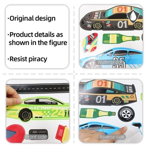 Autocollants muraux de voitures de course imperméables pour chambre d'enfants