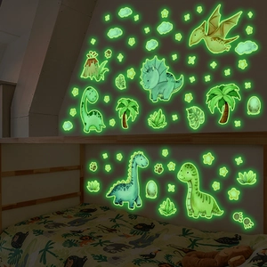 Stickers muraux dinosaures phosphorescents vert pour décoration chambre d'enfant