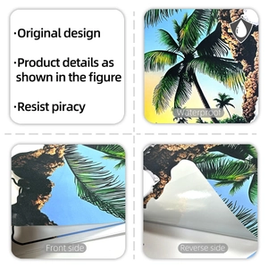 Detail of waterproof tropical beach wall sticker with self-adhesive backing view
