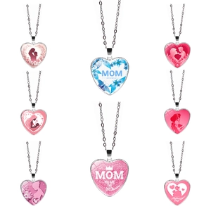 Collar Con Colgante De Corazón Para El Día De La Madre Aleación Vidrio Floral Mariposa Mom Letra Joyas Regalo Para Madre Mujer