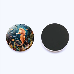 Seahorse ocean theme crystal glass refrigerator magnet with magnetic back for home decor