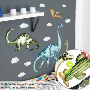 Detail of dinosaur wall stickers with transparent edges for any colored background