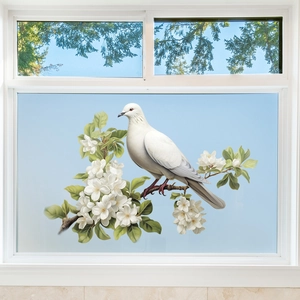 Creative white bird and branch wall sticker for window glass decoration and privacy