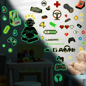 Luminous Gaming Wall Stickers Glow In The Dark PVC Removable Decals For Gamer Room Bedroom Decor