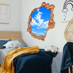 3D Wandtattoo Wanddurchbruch Himmel mit Wolken für Kinderzimmer und Wohnzimmer Deko