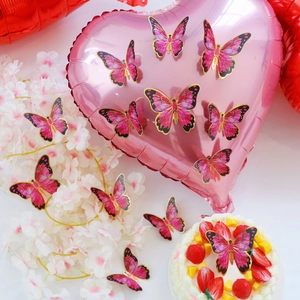 3D pink gradient butterflies with gold edges used for cake and balloon party decoration