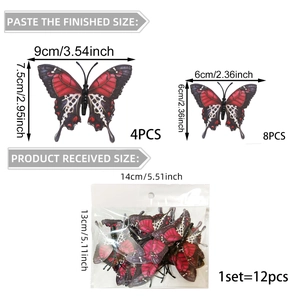 3D colorful butterfly wall stickers with gold edges for festive party home decoration