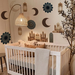 Islamic style crescent moon and lantern wall stickers for nursery and bedroom decoration