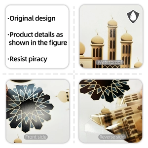 Detail showing waterproof golden mosque silhouettes and geometric star wall stickers