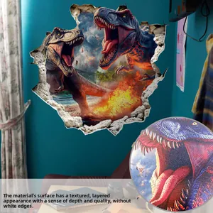 Macro detail of 3D dinosaur wall sticker texture and borderless wall mural design