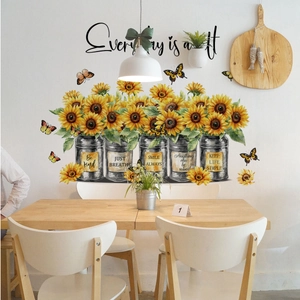 Creative sunflower and butterfly wall decals with inspirational quotes for home decoration