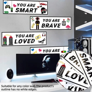 Inspirational gaming wall stickers with slogans like You Are Smart for kids room decor