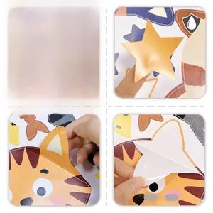 Waterproof cartoon cat and tiger wall stickers showing front patterns and adhesive backing