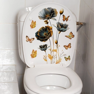 Floral Butterfly Wall Sticker PVC Self Adhesive Removable Waterproof Decal For Bathroom Toilet Home Decor Modern
