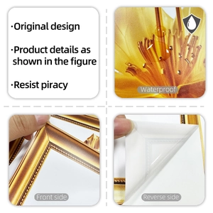 Detail of waterproof gold leaf wall sticker showing the adhesive backing and texture