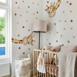 Cartoon Giraffe Watercolor Polka Dots Wall Stickers For Kids Room Nursery Decor Removable DIY PVC Home Wall Decals