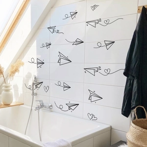 Minimalist Paper Plane Heart Line Wall Stickers PVC Waterproof Removable Decals For Living Room Bedroom Kids Room Decor