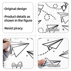 Waterproof paper airplane wall stickers showing original design and adhesive front-back side