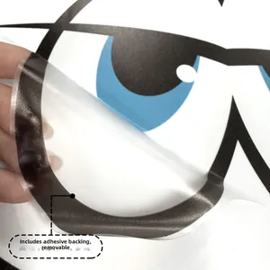 Detail of self-adhesive removable wall sticker showing material flexibility and adhesive back
