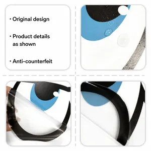 Close-up of waterproof PVC eye sticker showing the front side and back adhesive
