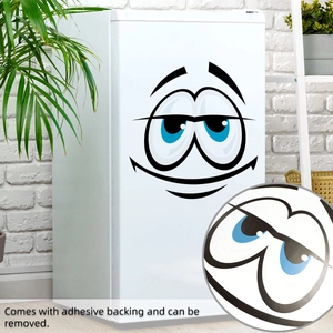 Funny cartoon smiling face wall sticker for refrigerator with adhesive backing