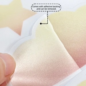 Detail of gradient castle wall sticker with self-adhesive backing and matte PVC texture