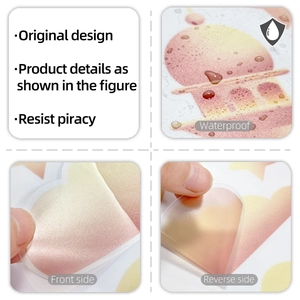 Macro detail of waterproof cartoon castle wall stickers with pearlescent pink finish