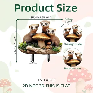 Flache Erdmännchen Pilz Gartenstecker 2D PVC Deko Außenornament Größe 20x18,5cm