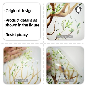Detail view of waterproof Nordic elk wall sticker with leaf texture and adhesive back