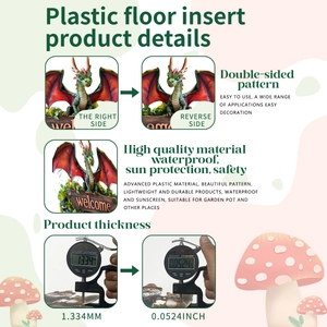 Detail showing 1.334mm thickness and double-sided waterproof PVC dragon garden stake