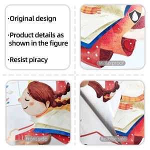 Detail showing waterproof cartoon whale wall sticker with easy-peel adhesive backing