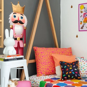 Nutcracker soldier wall decal in pink uniform for children bedroom background decor