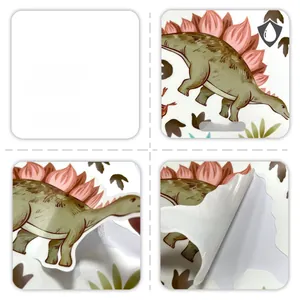 Detailed view of waterproof Stegosaurus dinosaur wall sticker with adhesive backing