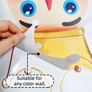 Detail of opaque nutcracker wall sticker being peeled, suitable for any wall color