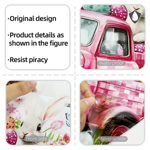 Waterproof Easter decals with hand-drawn rabbits and floral motifs for bathroom decor