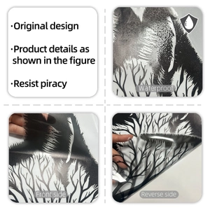 Detail showing waterproof black cat silhouette wall sticker with double-sided visual effect