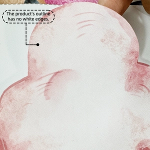 Detail shot showing the smooth borderless design and pink texture of the cloud wall sticker