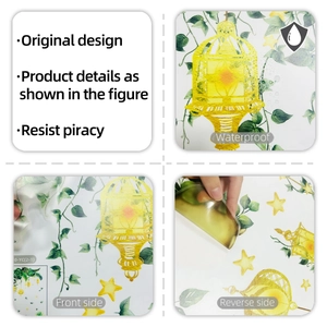 Detail view of waterproof PVC wall sticker showing vine leaves and golden lantern patterns