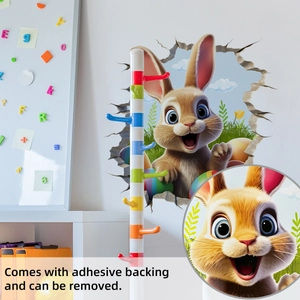 Close-up of Easter rabbit wall sticker with 3D effect and self-adhesive backing details