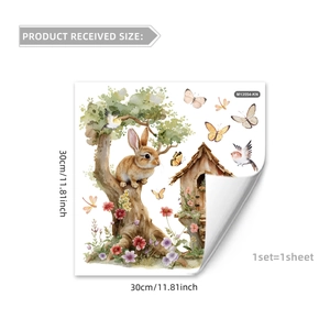 Close-up of Easter rabbit and flower wall sticker showing texture and peel effect