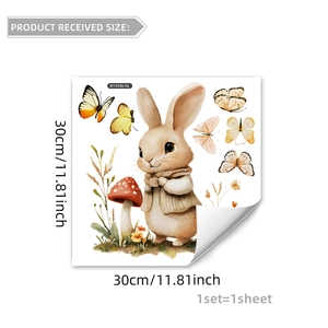 Detail of Easter bunny and butterfly wall stickers showing high-quality watercolor texture