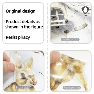 Waterproof Easter bunny stickers showing translucent material and original design