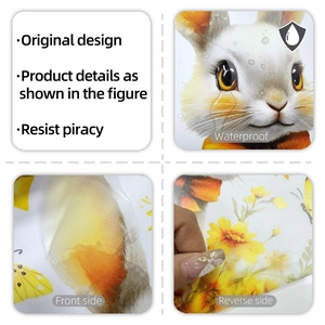 Waterproof Easter toilet sticker showing cute bunny, yellow flowers and double-sided design