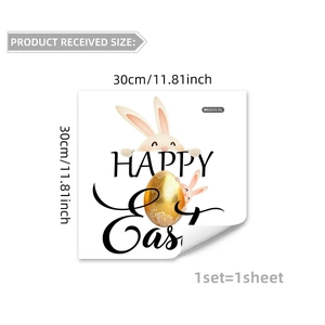 Easter wall sticker showing a cute rabbit, golden egg and Happy Easter text detail